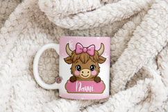 Pink Custom Christmas Highland Cow Mug Wrap Product Image 4