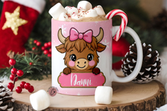 Pink Custom Christmas Highland Cow Mug Wrap Product Image 5
