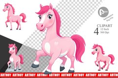 Pink Horse Valentine Clipart Product Image 1
