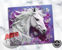 3D White Horse Pink Flowers 20 oz Skinny Tumbler Sublimation Product Image 4