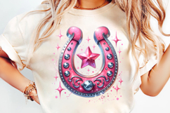 pink horseshoe with star png, western horseshoe clipart sublimation, girly cowgirl png design, rustic pink horseshoe png file, trendy western sublimation design, rodeo horseshoe star png, cowgirl lucky horseshoe clipart, country girl star png art, pink ho
