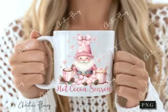 Pink Christmas Hot Cocoa Season Gnome PNG | Christmas PNG Product Image 2