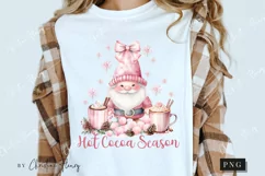 Pink Christmas Hot Cocoa Season Gnome PNG | Christmas PNG Product Image 3