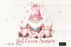 Pink Christmas Hot Cocoa Season Gnome PNG | Christmas PNG Product Image 4