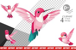 Pink Hummingbird Valentine Clipart Product Image 1