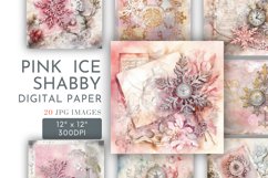Vintage Pink Ice Shabby Christmas | Digital Paper JPG 12"x12 Product Image 1