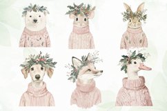 Pink Jumper Animals Christmas Clipart Product Image 4