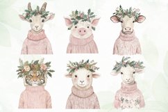 Pink Jumper Animals Christmas Clipart Product Image 3