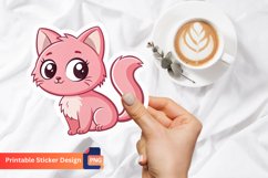 Pink Kitten Sticker, Adorable Cat Decal, Cute Kitten Design Product Image 1