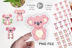 Pink Koala Valentine Sticker Product Image 1