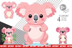 Pink Koala Valentine Clipart Product Image 1