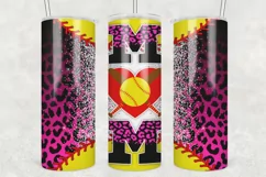 Fuchsia Softball Mom Leopard 20oz Skinny Tumbler Sublimation Product Image 1