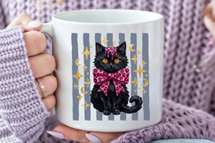 Pink Leopard Black Cat Halloween PNG, Halloween Sublimation Product Image 5