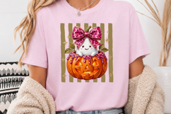 Pink Leopard Ghost Pumpkin PNG, Halloween Sublimation Design Product Image 4