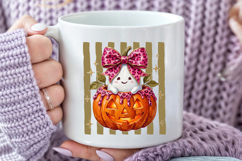 Pink Leopard Ghost Pumpkin PNG, Halloween Sublimation Design Product Image 5