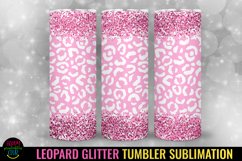Pink Leopard Glitter Tumbler Sublimation I 20 Oz Tumbler Wrap PNG