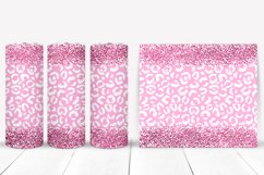 Pink Leopard Glitter Tumbler Sublimation I 20 Oz Tumbler Wrap PNG