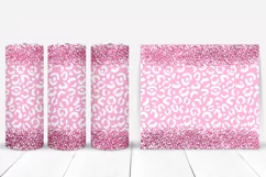 Pink Leopard Glitter Tumbler Sublimation I 20 Oz Tumbler Wrap PNG