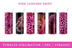 Pink leopard print tumbler sublimation bundle 6 wrap design