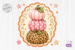 Pink Leopard Pumpkin Stack Fall Clipart Product Image 1