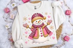 Pink Leopard Snowman Glitter Png, Girly Winter Christmas Png Product Image 2