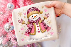 Pink Leopard Snowman Glitter Png, Girly Winter Christmas Png Product Image 3