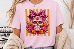 Pink Leopard Sugar Skull PNG, Halloween Sublimation Design Product Image 4