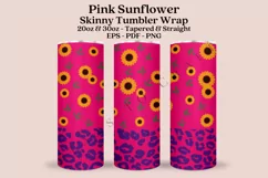 pink leopard sunflower pattern skinny tumbler sublimation design for 20oz and 30oz skinny tumbler sublimation wrap