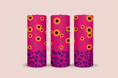 pink leopard sunflower pattern skinny tumbler sublimation design for 20oz and 30oz skinny tumbler sublimation wrap