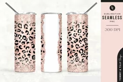 Rose Gold Leopard Glitter Tumbler Sublimation | Seamless 20o Product Image 4