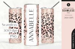 Rose Gold Leopard Glitter Tumbler Sublimation | Seamless 20o Product Image 1