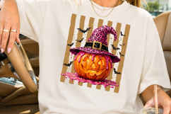 Pink Leopard Witch Hat Pumpkin PNG, Halloween Pumpkin Product Image 2