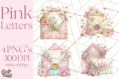 Pink Romantic Letter Clipart, Love Notes Clip Art PNG Product Image 1