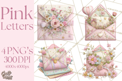 Pink Romantic Letter Clipart, Love Notes Clip Art PNG Product Image 1