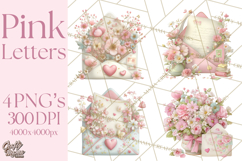 Pink Romantic Letter Clipart, Love Notes Clip Art PNG Product Image 1