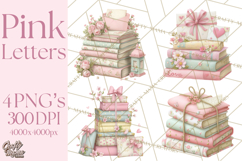 Pink Romantic Letter Clipart, Love Notes Clip Art PNG Product Image 1