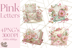 Pink Romantic Letter Clipart, Love Notes Clip Art PNG Product Image 1