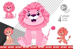 Pink Lion Valentine Clipart Product Image 1