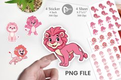 Pink Lion Valentine Sticker Product Image 1