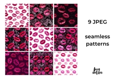 Pink Lip Stains Seamless Pattern Bundle Kiss Dark Romance Product Image 2