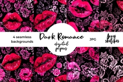 4 Pink Lip Stains Seamless Pattern Kiss Marks Dark Romance Product Image 1