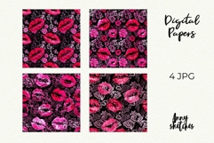 4 Pink Lip Stains Seamless Pattern Kiss Marks Dark Romance Product Image 2