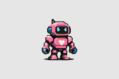 Pink Love Bot Design Vector Product Image 1
