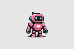 Pink Love Bot Design Vector Product Image 2