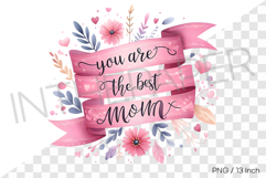 Pink typography banner with ribbons and hearts PNG clipart Product Image 1