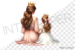 Mother wearing a crown hugging her daughter PNG art family Product Image 1