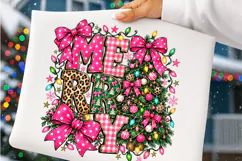 Merry Christmas Pink Leopard PNG | Coquette Bow Christmas Product Image 3