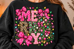 Merry Christmas Pink Leopard PNG | Coquette Bow Christmas Product Image 4