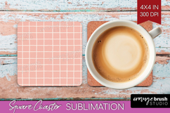 Pink Minimalist Square Coaster - Abstract Modern Coaster PNG Product Image 1