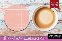 Pink Minimalist Round Coaster - Abstract Modern Coaster PNG Product Image 1